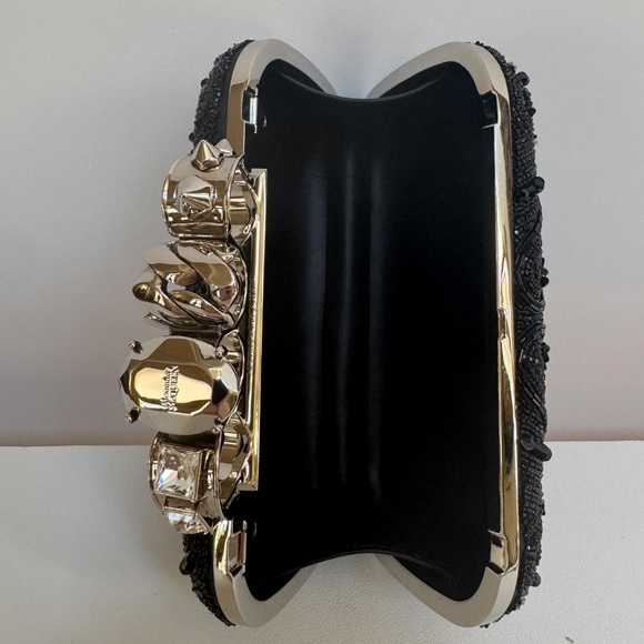 Alexander McQueen Black Beaded Four Ring Clutch / Shoulder bag - Picture 9 of 16